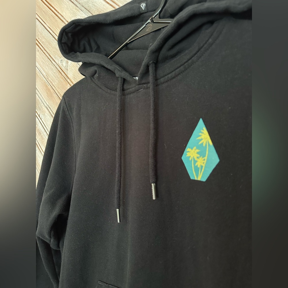 Volcom Since Forever Black Colourful Hoodie Graphic Design Palm Trees - Picture 3 of 6